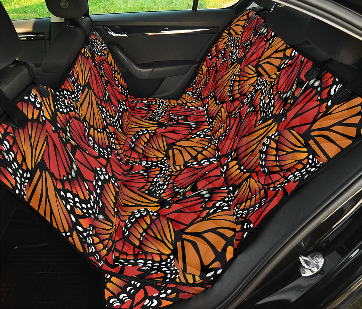 Orange Monarch Butterfly Wings Print Pet Car Back Seat Cover