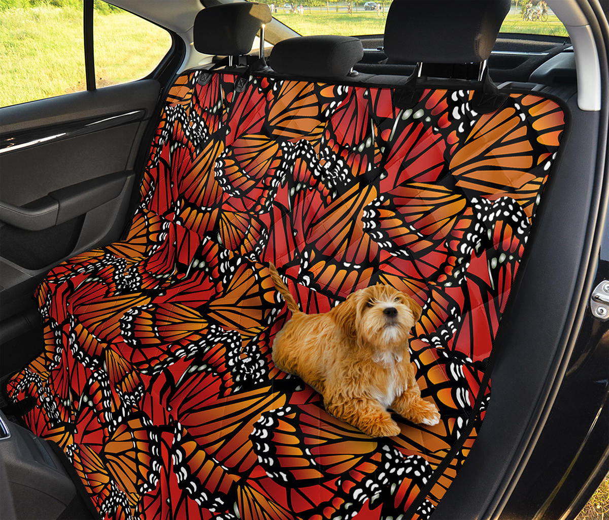 Orange Monarch Butterfly Wings Print Pet Car Back Seat Cover