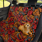 Orange Monarch Butterfly Wings Print Pet Car Back Seat Cover