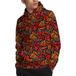 Orange Monarch Butterfly Wings Print Pullover Hoodie