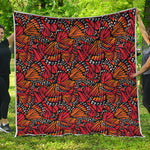 Orange Monarch Butterfly Wings Print Quilt