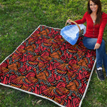 Orange Monarch Butterfly Wings Print Quilt