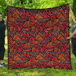 Orange Monarch Butterfly Wings Print Quilt