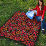 Orange Monarch Butterfly Wings Print Quilt
