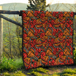 Orange Monarch Butterfly Wings Print Quilt