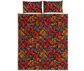 Orange Monarch Butterfly Wings Print Quilt Bed Set