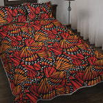 Orange Monarch Butterfly Wings Print Quilt Bed Set