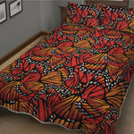 Orange Monarch Butterfly Wings Print Quilt Bed Set