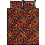 Orange Monarch Butterfly Wings Print Quilt Bed Set