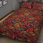 Orange Monarch Butterfly Wings Print Quilt Bed Set