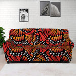 Orange Monarch Butterfly Wings Print Sofa Cover