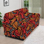 Orange Monarch Butterfly Wings Print Sofa Cover