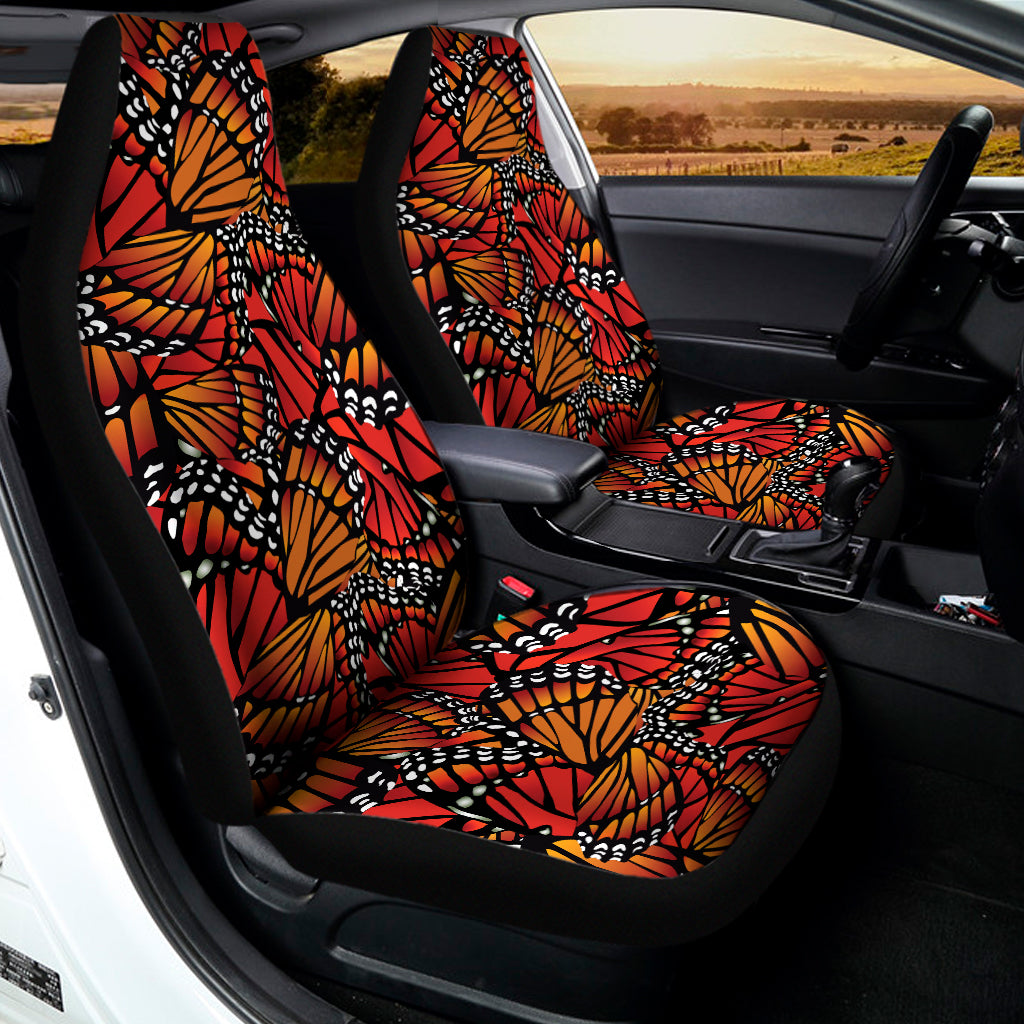 Orange Monarch Butterfly Wings Print Universal Fit Car Seat Covers