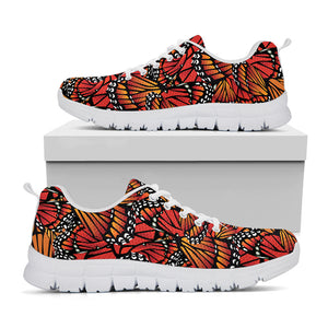 Orange Monarch Butterfly Wings Print White Sneakers