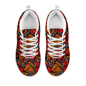 Orange Monarch Butterfly Wings Print White Sneakers