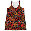 Orange Monarch Butterfly Wings Print Women's Racerback Tank Top