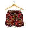 Orange Monarch Butterfly Wings Print Women's Shorts