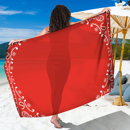 Orange Paisley Bandana Print Beach Sarong Wrap
