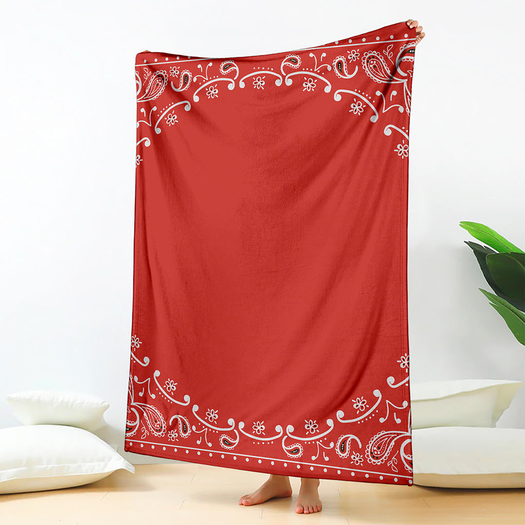 Orange Paisley Bandana Print Blanket