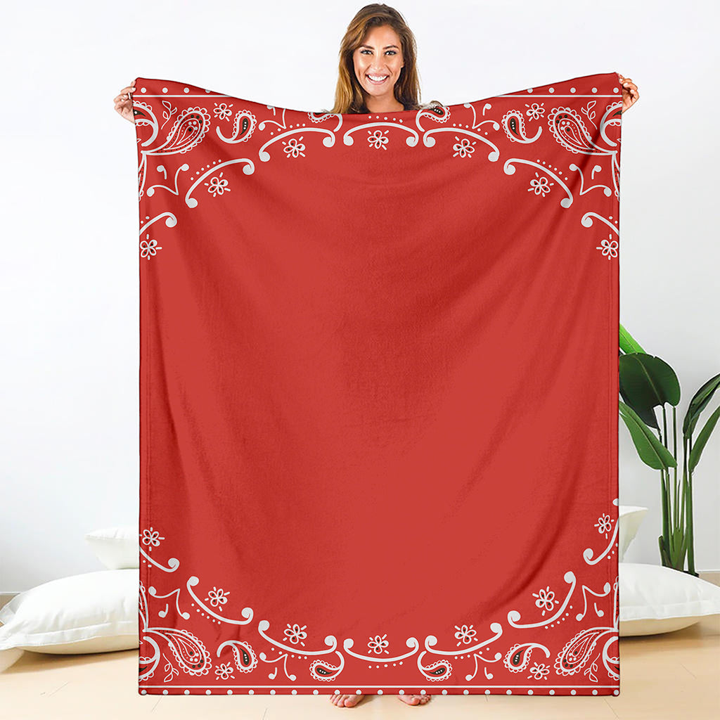 Orange Paisley Bandana Print Blanket
