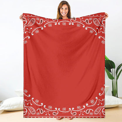 Orange Paisley Bandana Print Blanket