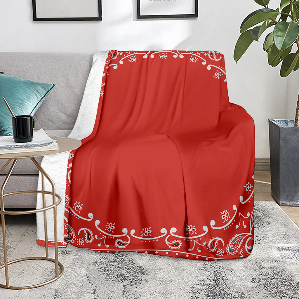 Orange Paisley Bandana Print Blanket