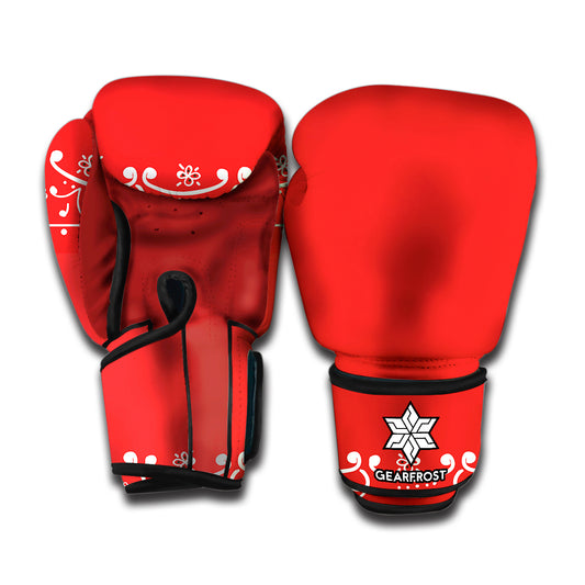 Orange Paisley Bandana Print Boxing Gloves