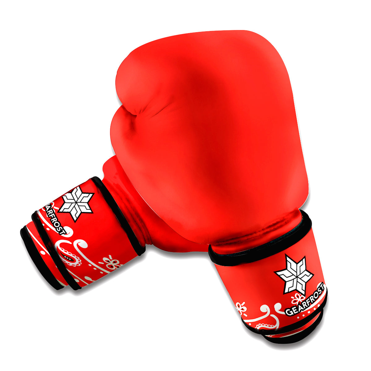 Orange Paisley Bandana Print Boxing Gloves