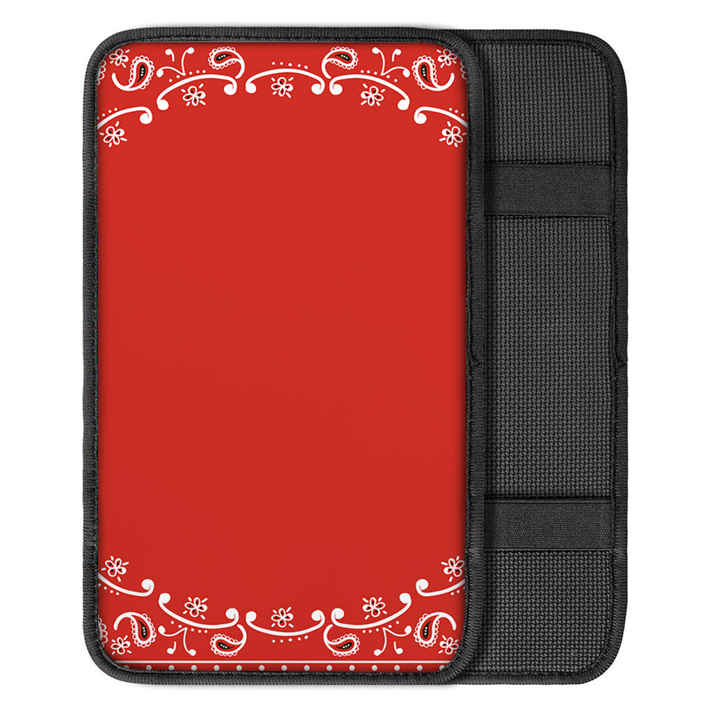 Orange Paisley Bandana Print Car Center Console Cover