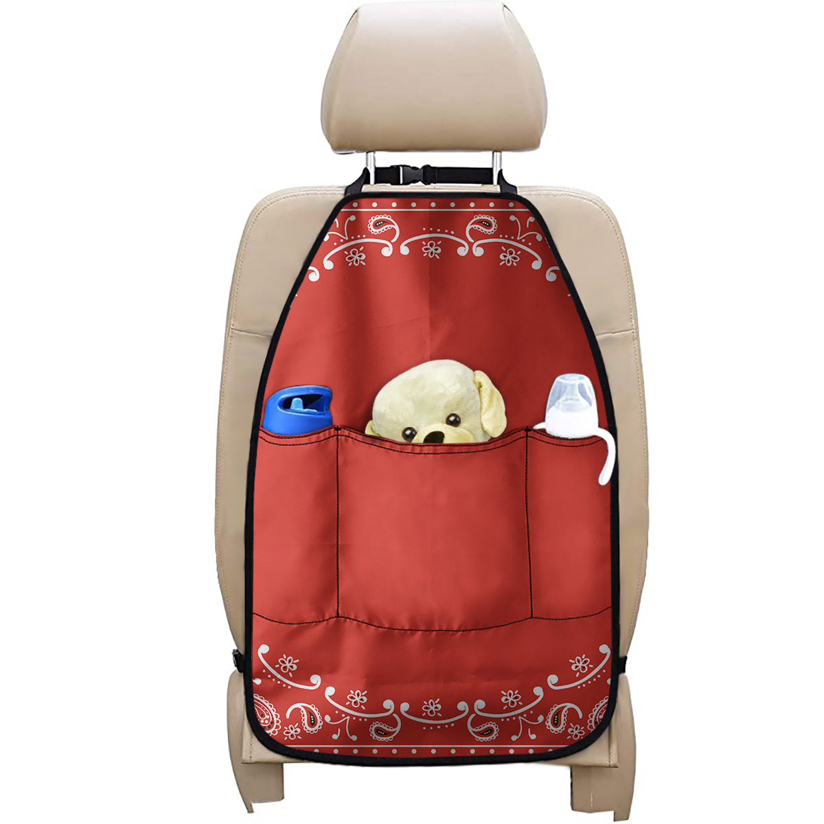 Orange Paisley Bandana Print Car Seat Organizers