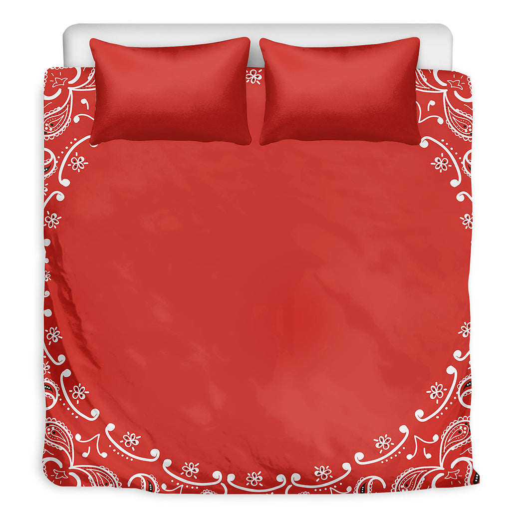 Orange Paisley Bandana Print Duvet Cover Bedding Set