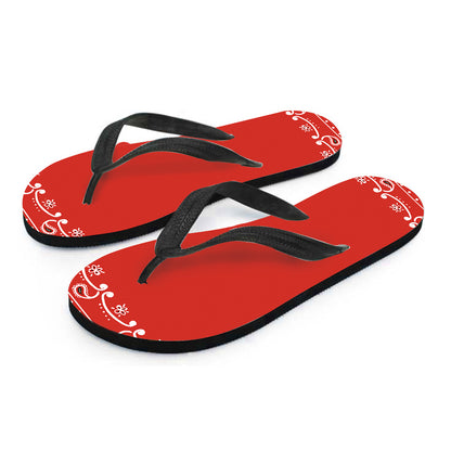 Orange Paisley Bandana Print Flip Flops