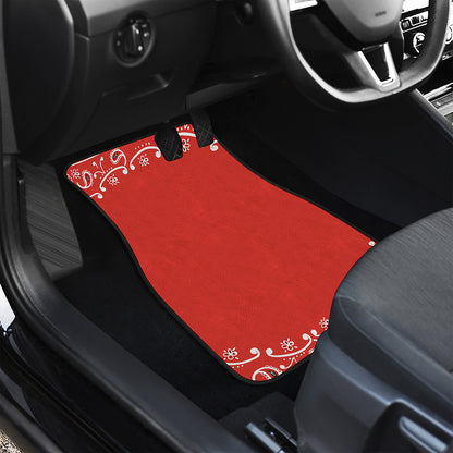 Orange Paisley Bandana Print Front and Back Car Floor Mats