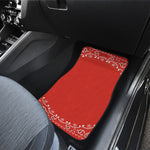 Orange Paisley Bandana Print Front and Back Car Floor Mats