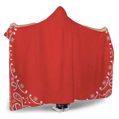 Orange Paisley Bandana Print Hooded Blanket