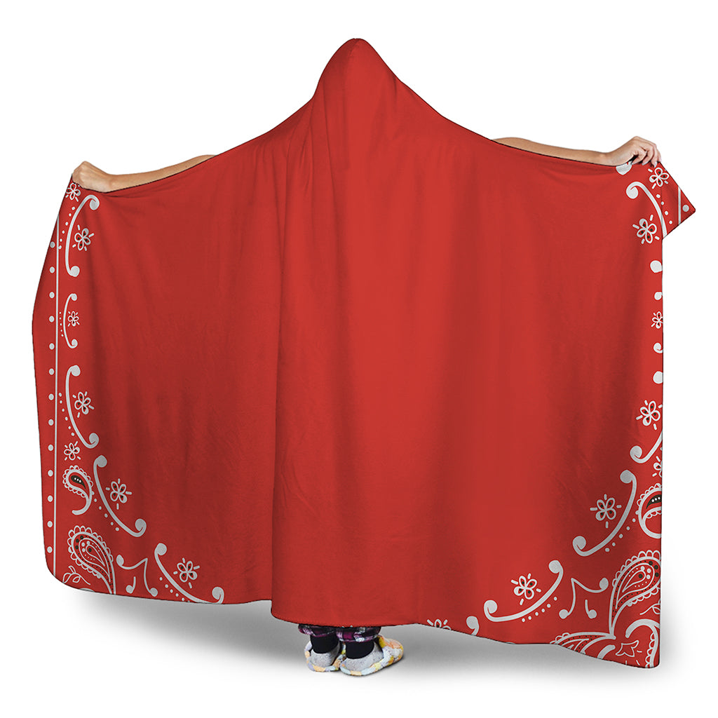 Orange Paisley Bandana Print Hooded Blanket