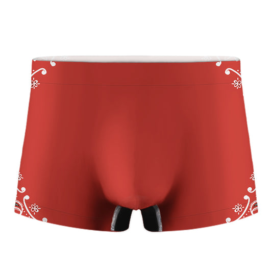 Orange Paisley Bandana Print Men's Boxer Briefs
