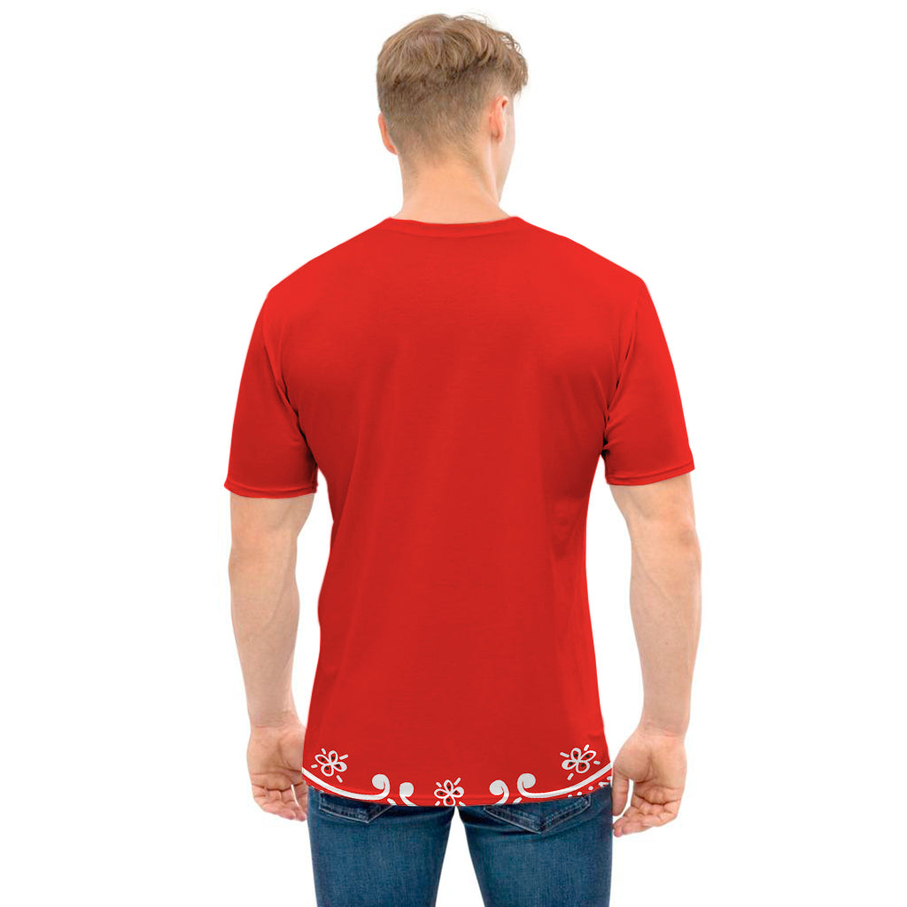 Orange Paisley Bandana Print Men's T-Shirt