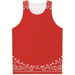 Orange Paisley Bandana Print Men's Tank Top