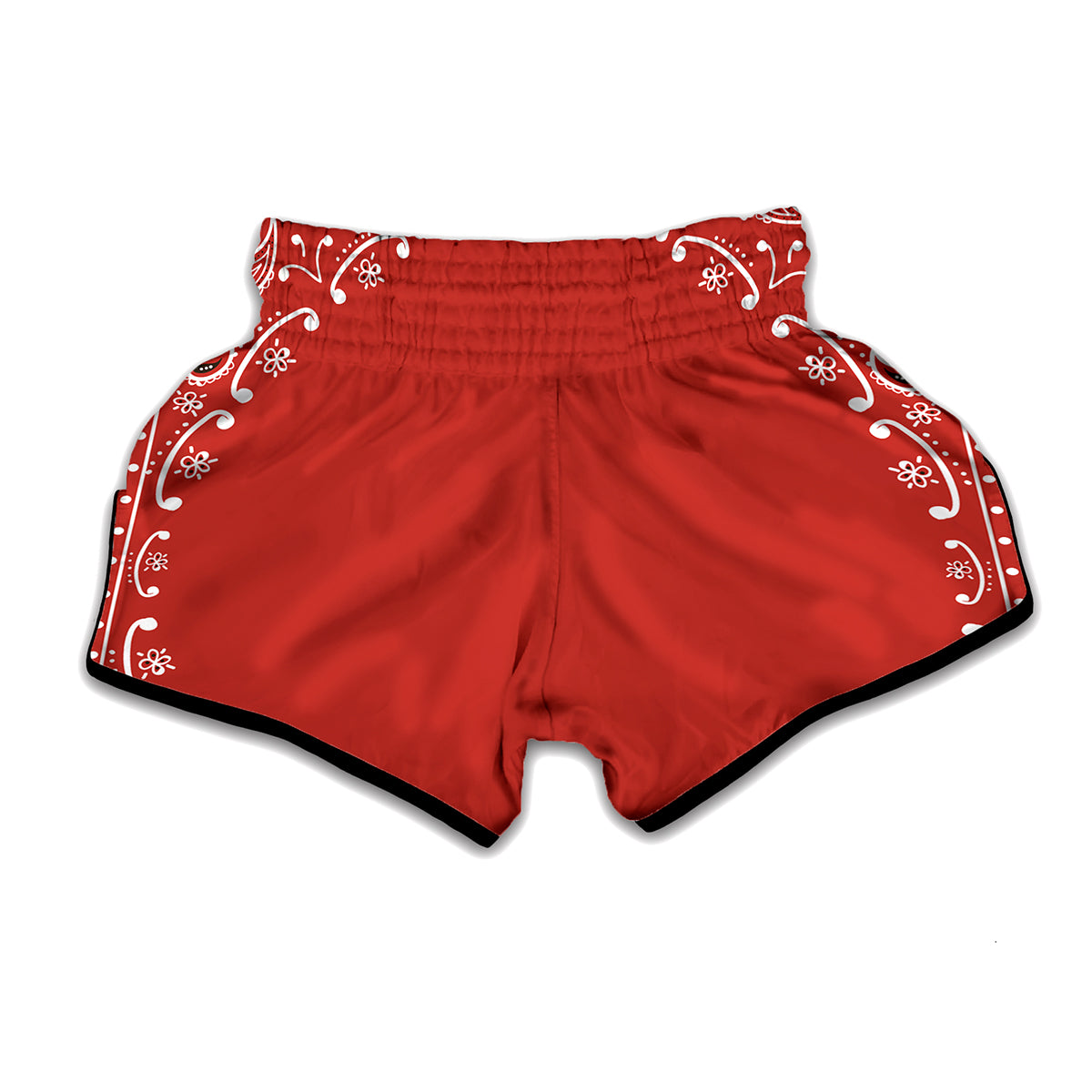 Orange Paisley Bandana Print Muay Thai Boxing Shorts