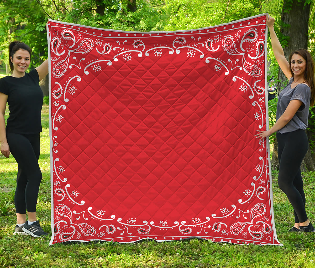Orange Paisley Bandana Print Quilt