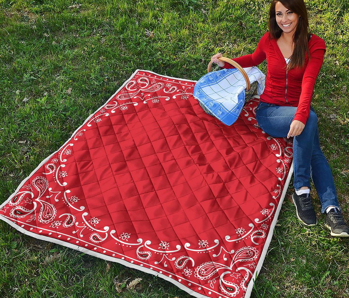Orange Paisley Bandana Print Quilt