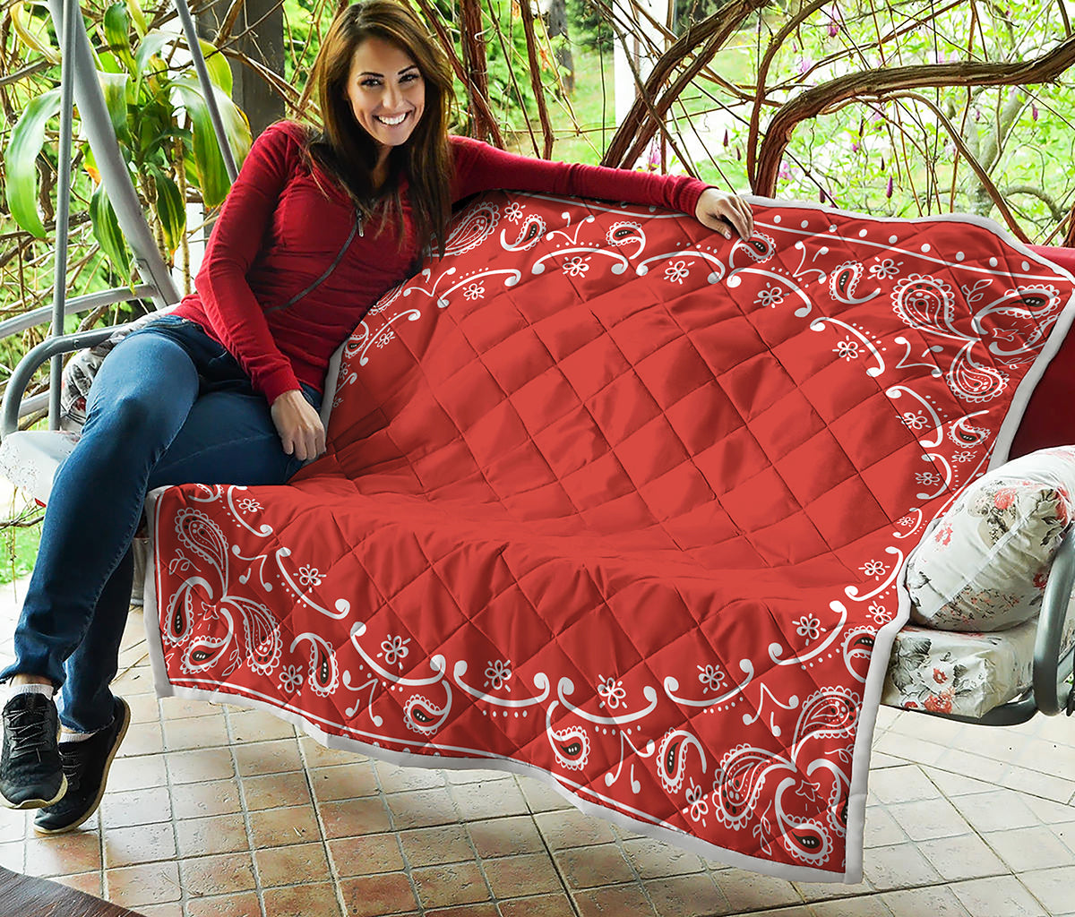 Orange Paisley Bandana Print Quilt