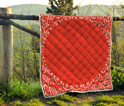 Orange Paisley Bandana Print Quilt
