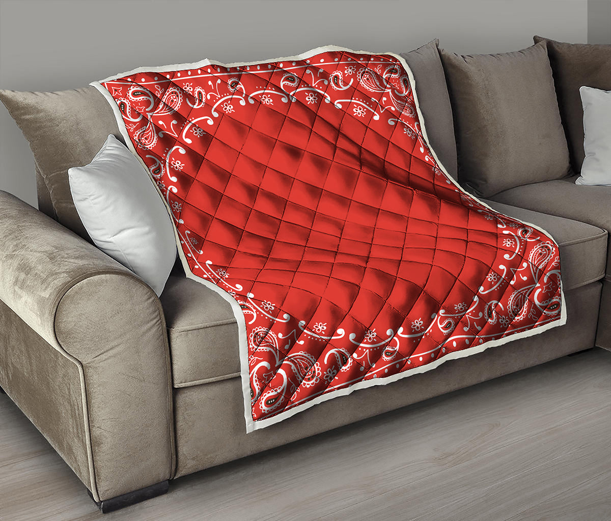 Orange Paisley Bandana Print Quilt