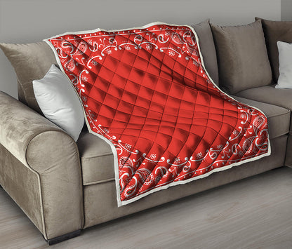 Orange Paisley Bandana Print Quilt