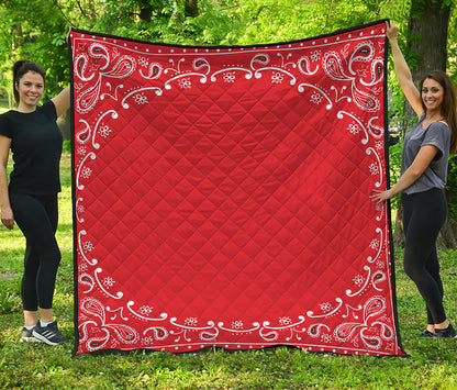 Orange Paisley Bandana Print Quilt
