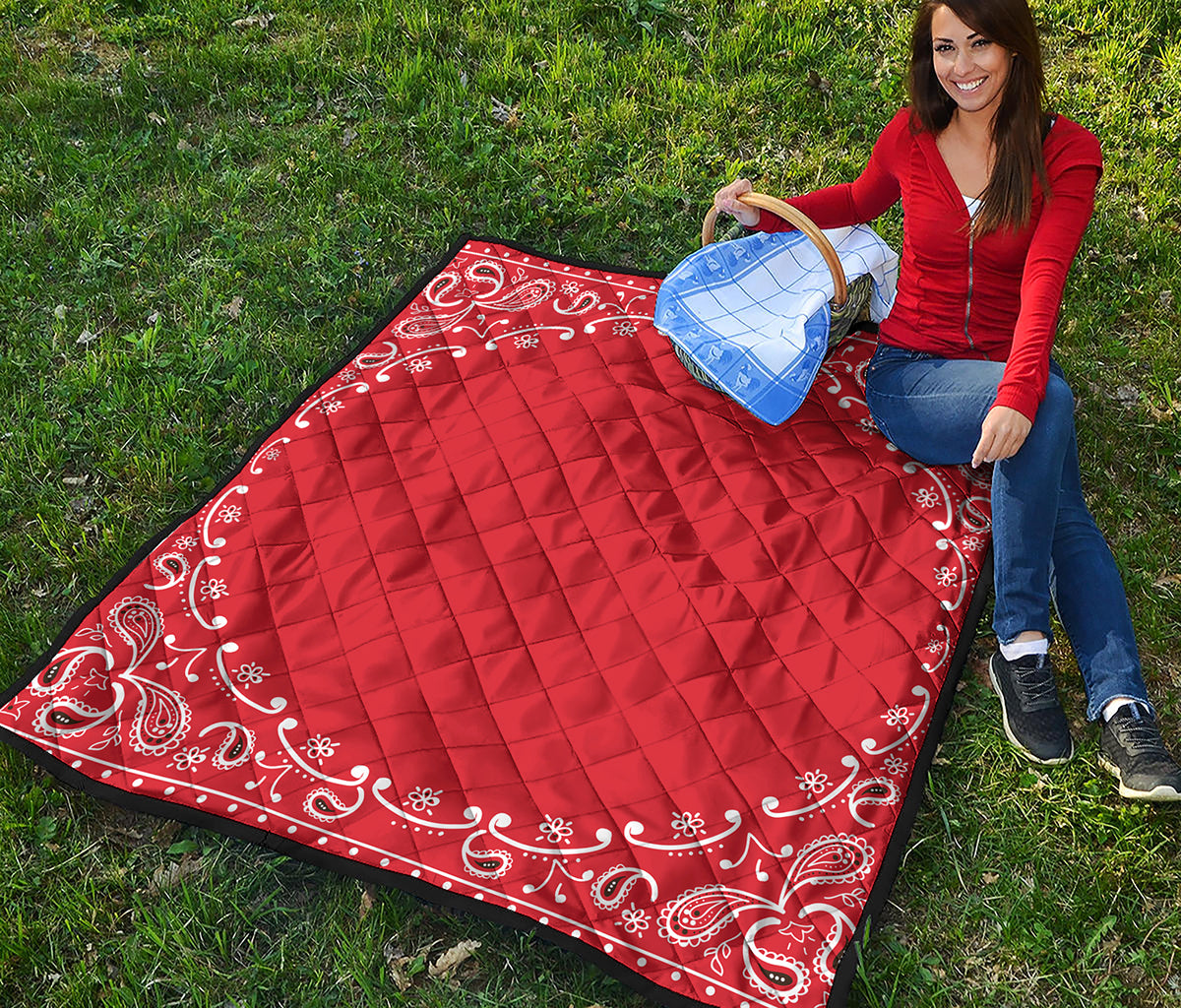 Orange Paisley Bandana Print Quilt