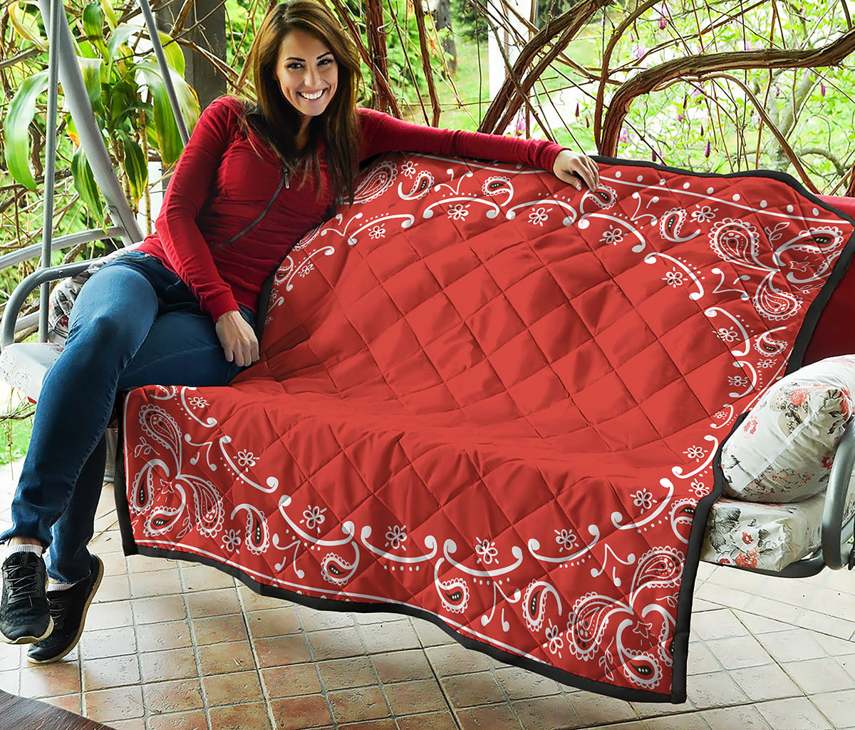 Orange Paisley Bandana Print Quilt