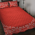 Orange Paisley Bandana Print Quilt Bed Set